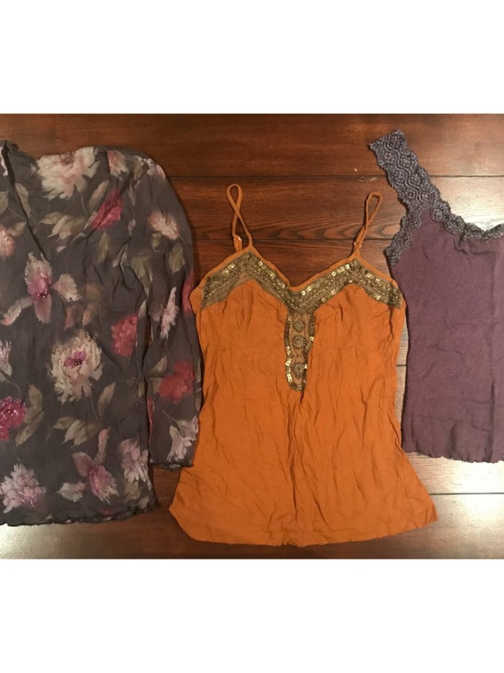 3  Woman Tops size S purple, orange